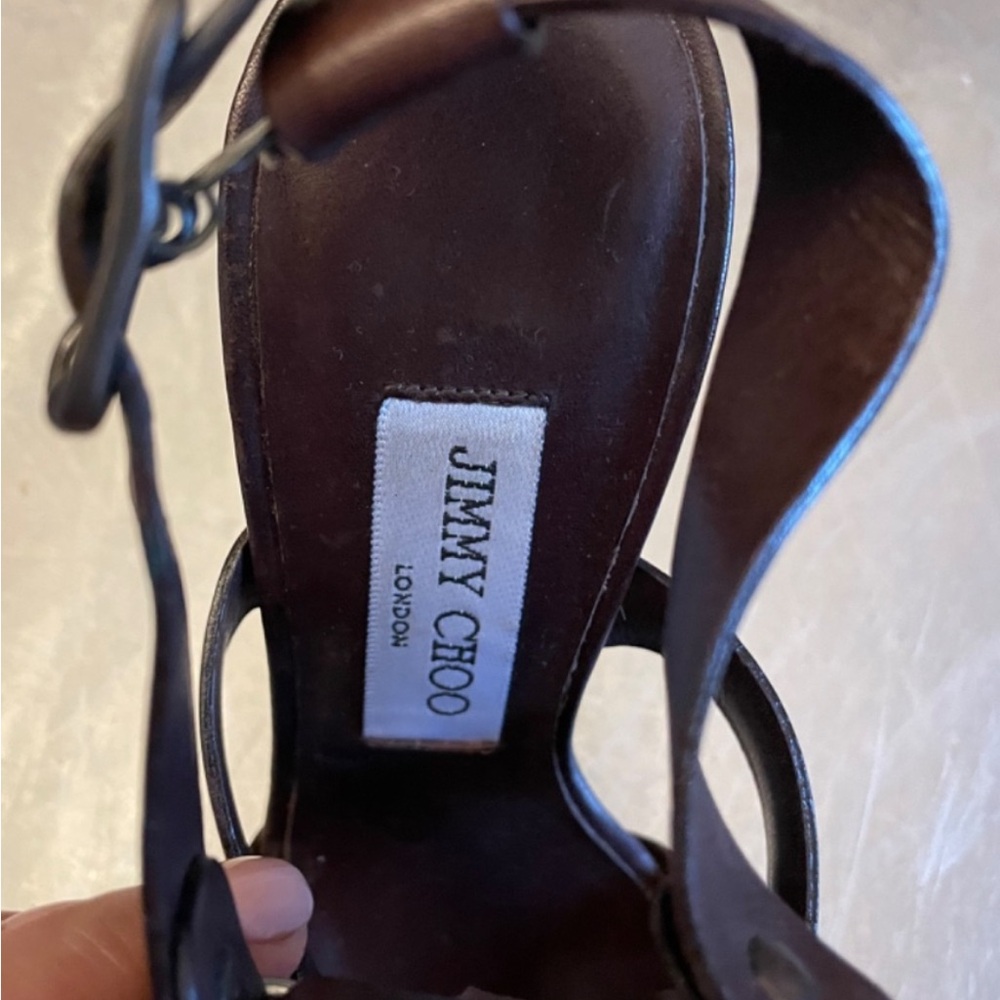 Jimmy Choo Dark Brown Strappy Heels - Picture 2 of 10